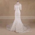 Pretty Off Shoulder 1/2 Sleeve Mermaid Lace Chapel Train Wedding Dress